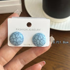 4608 Blue Cracked Round Earrings