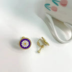 Purple Round Ear Clips
