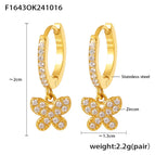 F1643-Gold X-Shaped Inlaid Zircon Full Diamond Earrings
