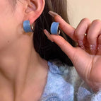 Blue wide hoop earrings