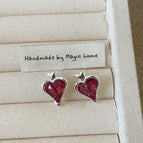 Heart-Shaped Zircon Earrings 925 Silver Needle Plated with Real Gold