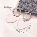 19x20mm / Light Gold Love Heart Shape Earrings (Steel Color) / 1 Pair/Package