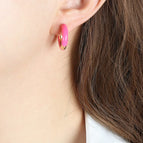 F746-Rose Red Enamel Earrings
