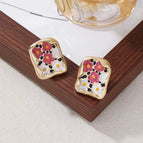Pink Flower Stud Earrings