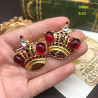 OM63 Red Crown Earrings