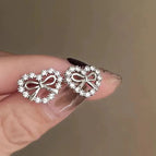 Micro-embedded love bow earrings
