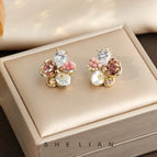 Baroque Pearl Zircon Earrings-Pink