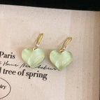 925 Silver Needle-Green Love Crystal Ear Hook (G3867)-