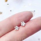 7 # Small Earrings - Silver Flower