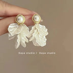 Pearl Petal Fringe Stud Earrings