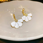 47#Earrings-gold (oil Dripping Flowers)