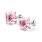 Steel Color Square Pink Zirconium / 0.8*6*8 * 4mm