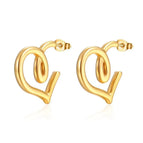 Oil Pressure Peach Heart Stud Earring Gold