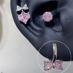 A1057 Pink Bow Ear Ring