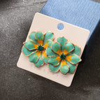 Green Flower Oil Drop Earrings
