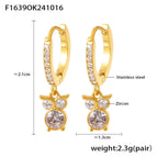 F1639-Gold Inlaid Zircon Full Diamond Earrings