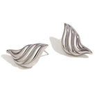 Cast Stripe Flowing Liquid Water Drop Ear Studs-Steel Color