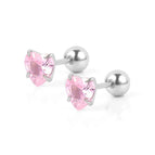 Steel Color Heart-Shaped Pink Zirconium / 0.8*6*5 * 4mm
