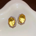 42# Silver Needle-Regular-Gold/1.3*1.1cm-Yellow Diamond