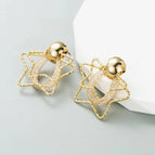 Five-pointed star diamond earrings