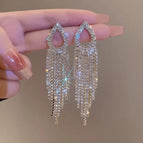 Gold drop tassel earrings