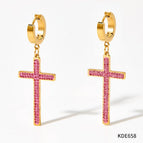 Kde658 Gold + Pink Diamond Cross