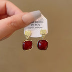 Silver Needle Square Acrylic Earrings