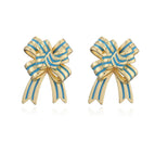 Gold Blue Bow 1 Pair