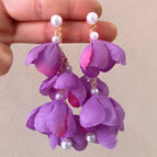 Fairy Purple Beaded Bud Tassel Earrings