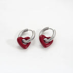 Steel Color Ear Ring / Red