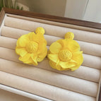 Vintage yellow flower stud earrings