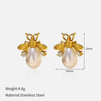 White diamond bee earrings