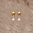 Single-head Imitation Pearl Gold Earrings / 4mm Pair