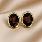 Vintage Caramel Leopard Brown Earrings
