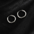 E107 Threaded Geometric Earrings-Steel Color