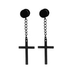 Black Large Cross Stud Earrings (Single)