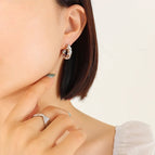 F601-Steel Imitation Pearl Zircon Earrings