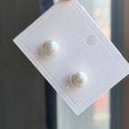 Flat pearl earrings 12mm