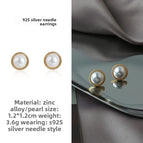 1#925 Silver Needle Earrings Pair