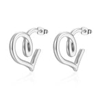 Hydraulic Peach Heart Stud Earring Steel Color