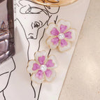 Pink Flower Stud Earrings