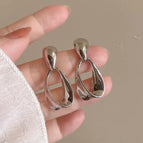 31#Silver Irregular Pendant Mosquito Coil Clip-On Earrings