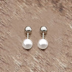 Single-head Imitation Pearl Silver Earrings / 6mm Pair