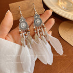 20-White Feather Ear Hook 644