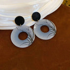 Silver Needle round Resin Ear Studs
