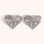 Cast Brushed Love Heart Stud Earrings-Steel Color