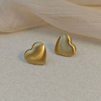 6# Gold Love Brushed Stud Earrings