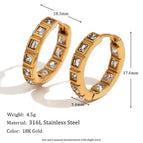 Simple Square Diamond Ear Ring-Gold