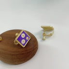 Purple Square 3 Flower Ear Clip