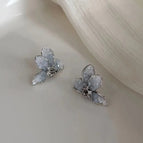 Crystal Flower Earrings 925 Silver Needle Real Gold Plated